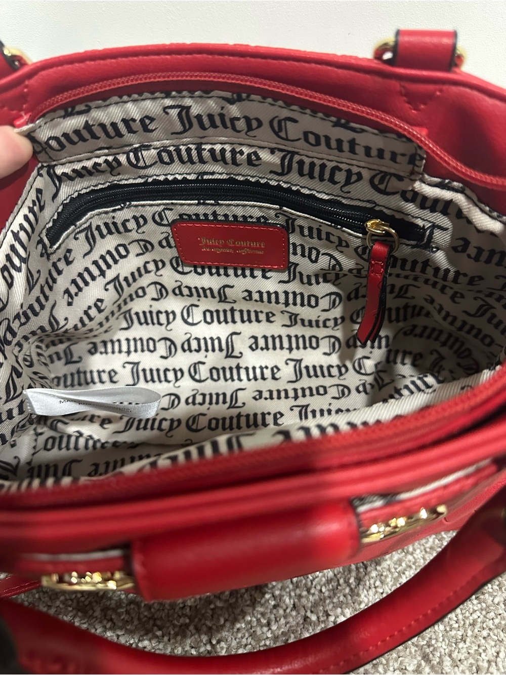 Juicy couture Love Is Juicy Satchel Red Heart Design Purse - Picture 6 of 7
